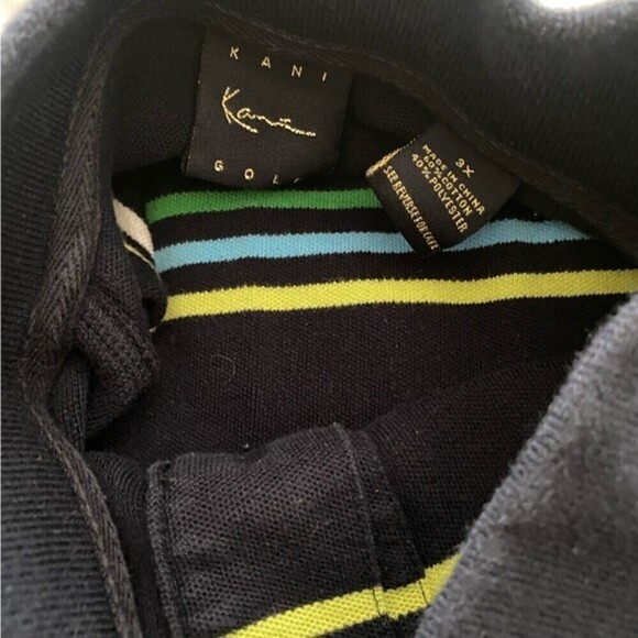 Karl Kani Gold Stripped Polo Men’s Golf Shirt Breathable Big N Tall Shortsleeved - Picture 4 of 5